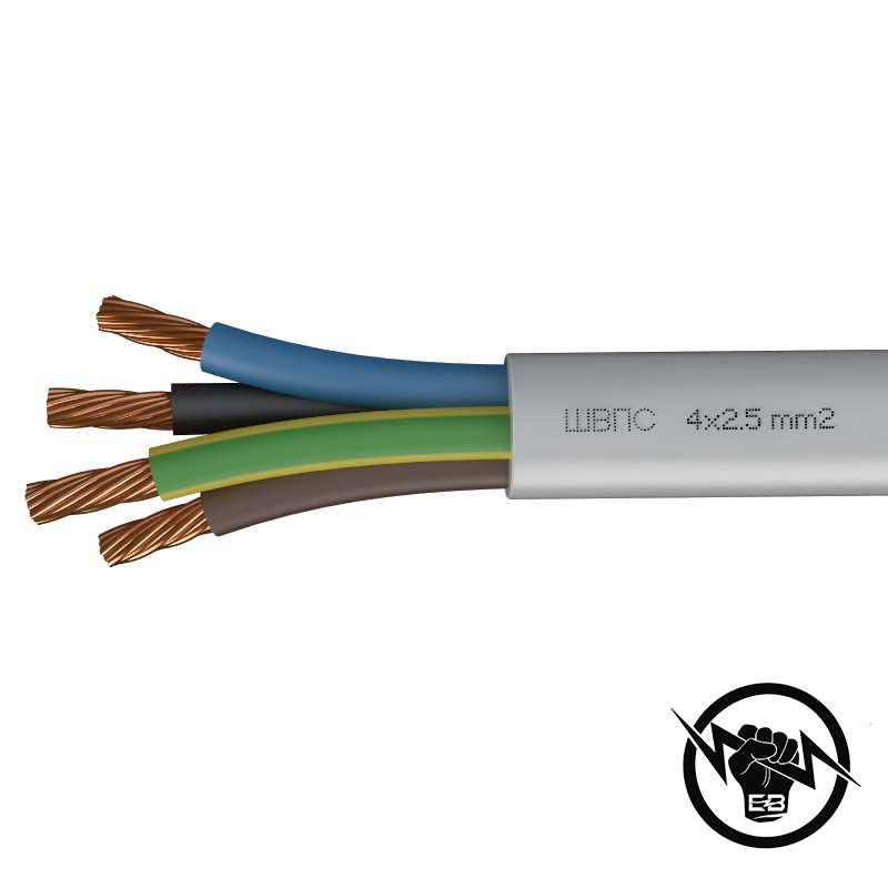 КАБЕЛ H05VV-F/ШВПС 4Х0.75 300/500V мед 4.0 жила