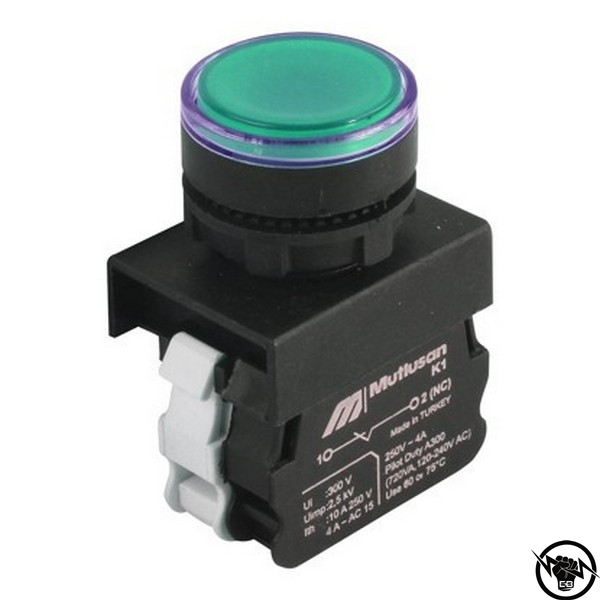 БУТОН СВЕТЕЩ ЗЕЛЕН LED 1NO 220V AC,22mm