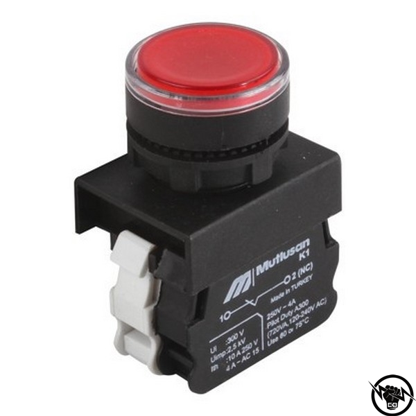 БУТОН СВЕТЕЩ ЧЕРВЕН LED 1NC 220V AC,22mm