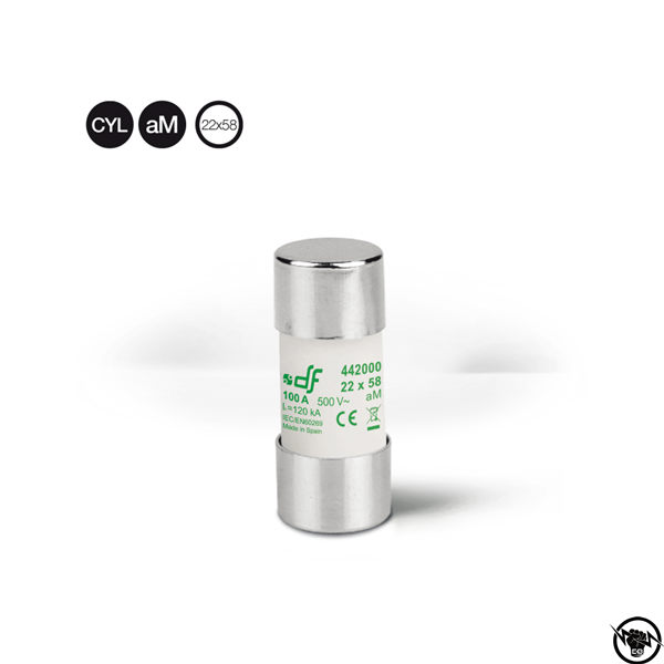 Стопяем предпазител - aM, 22x58 mm, 500V AC, 100A