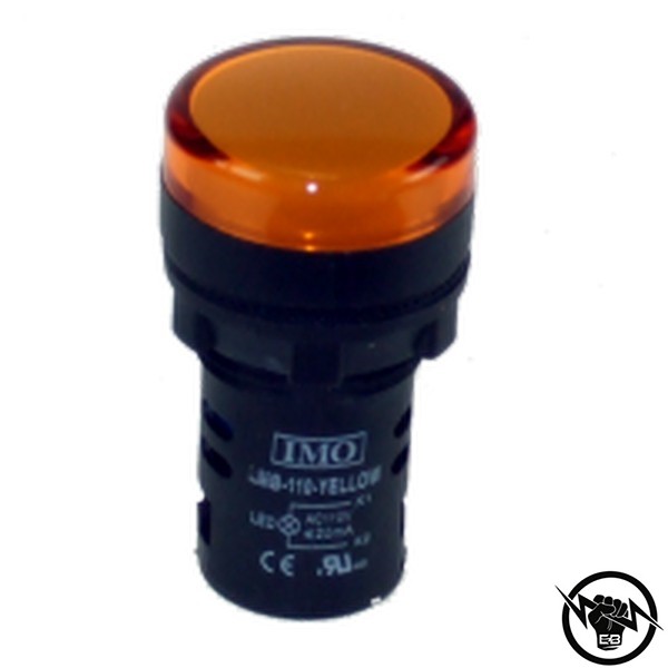 Индикатор - моноблок, монтажен отвор - Ф22, IP65, LED - 110VAC, жълт