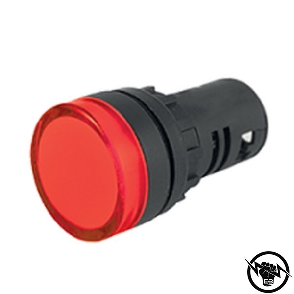 Индикатор - моноблок, монтажен отвор - Ф22, IP65, LED - 24V AC/DC, червен