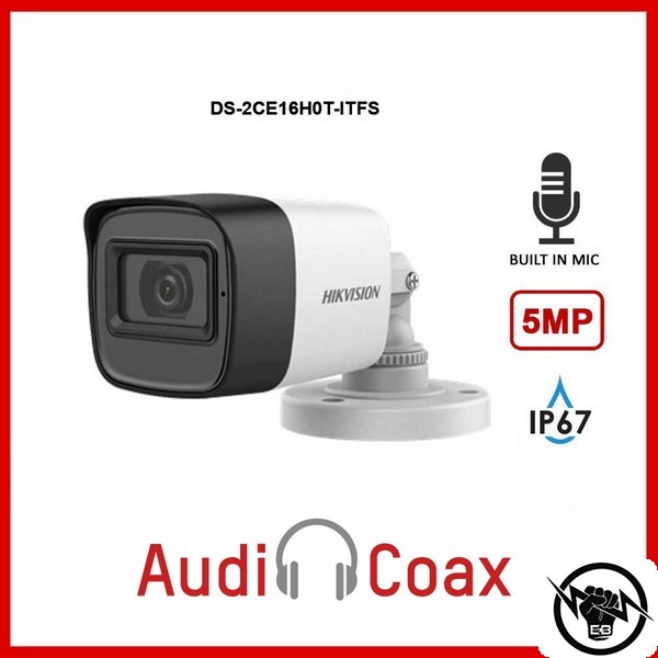 Влагозащитена 5MPx HD-TVI камера за видеонаблюдение с вграден микрофон