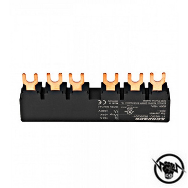 Гребен 3P за 2 моторни защити BE5, 45mm, виличен, UL cert.